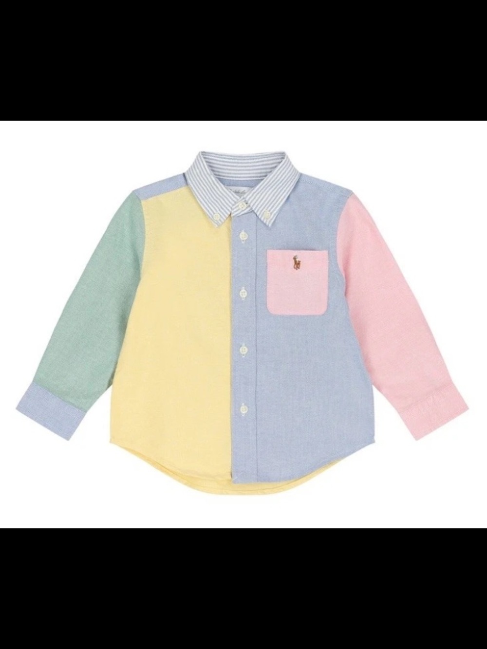 Polo Ralph Lauren Boys Size 2 Colorblock Oxford Button Down Long Sleeve Shirt